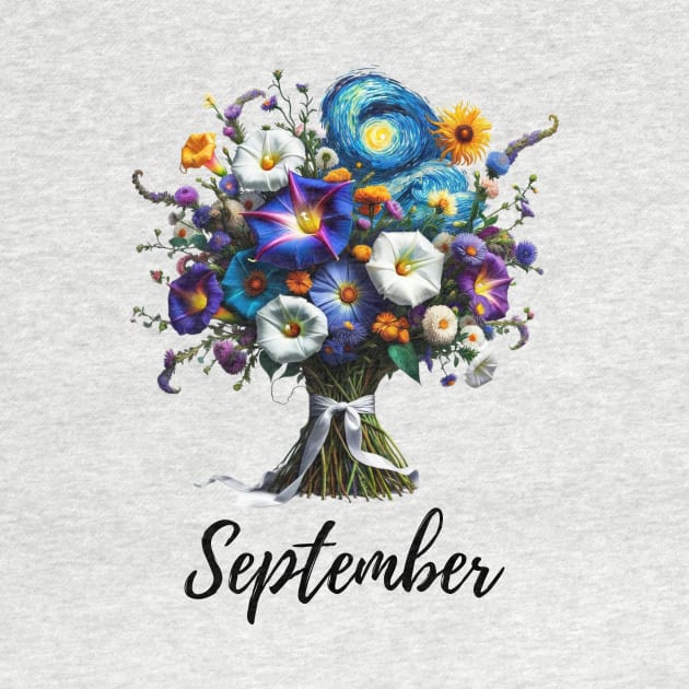 September Flower Shirt, September Birth Month, Vintage Watercolor Floral Tshirt, Mothers Day Gift for Mom, Cottagecore Boho Morning Glory by HoosierDaddy